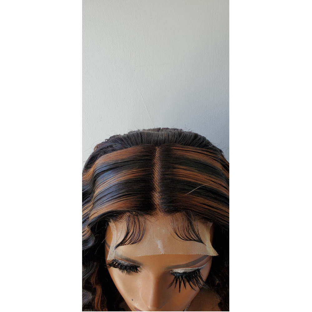 100% virgin human hair  highlighted closure wig - Picture 8 of 11